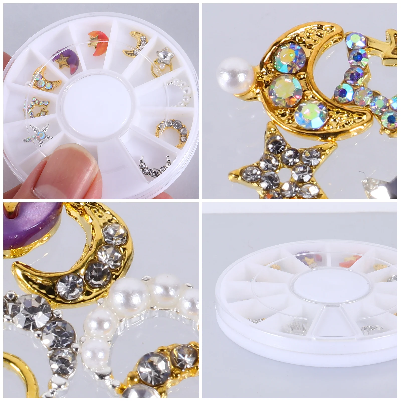 

12Pcs Nail Art Rhinestone Decals Crystal Studs for Nails Crafts Phones Bags Decorations Nail Stickers Elegant Shiny Rhinestone