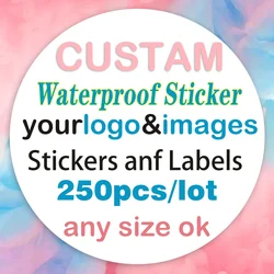 250pcs Custom stickers and company logo personalized labels,waterproof and design your own labels, birthday wedding stickers CP1