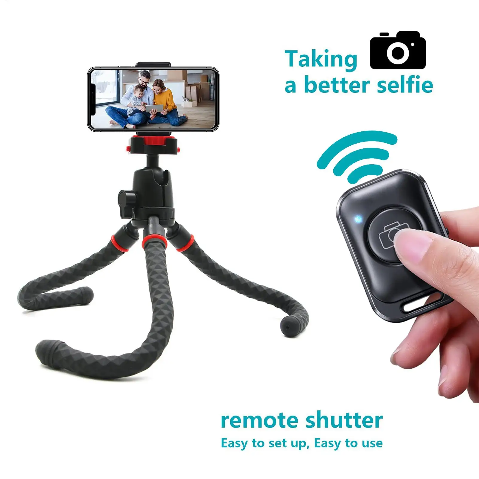 

Wireless Remote Shutter Phone Remote Control Selfie Clicker Blue-tooths Selfie Tripod Stick For Outdoor Live Streaming