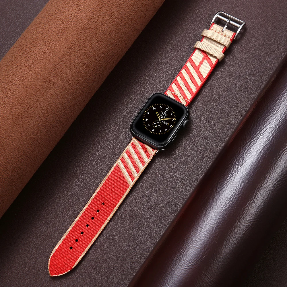 Jumping Single Tour Strap For Apple Watch Band 44mm 40mm 45mm/41mm 42mm 38mm 44 mm Woven Nylon nato Bracelet iwatch 5 4 3 se 6 7