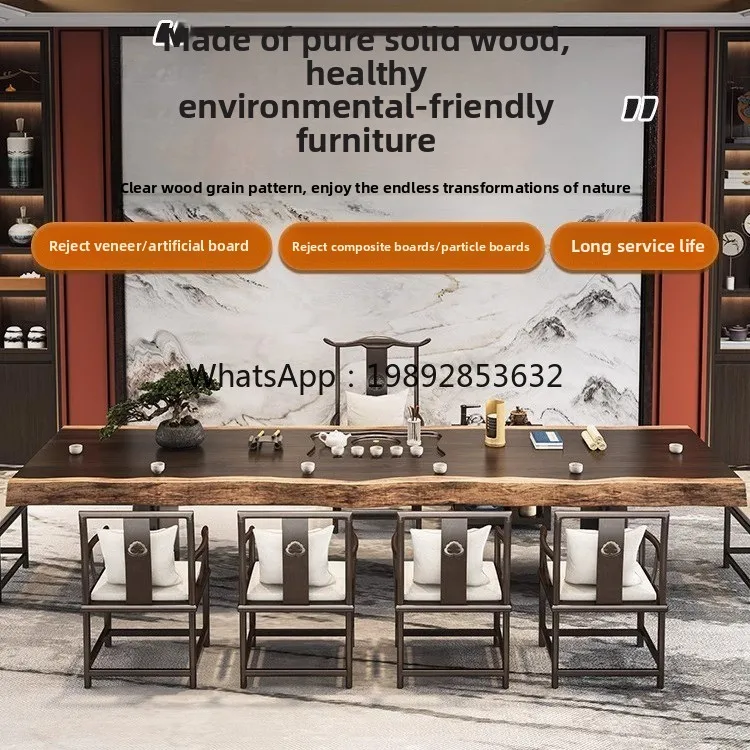 YFY Modern Minimalist Home Solid Wood Tea Table and Chair Set Natural Wood Tea Table New Chinese Style Color Block