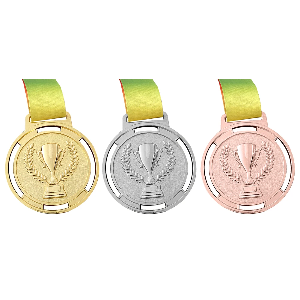 Sport Goud Zilver Koper Medaille Souvenir met lintriem Rugby Volleybal Hockey Honkbal Basketbal Voetbal Competitieprijs