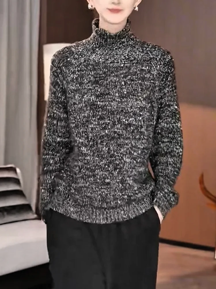 

Вязаный свитер Ele Retro High Ne, модный, больших размеров, женский, теплый, термо, длинный рукав, цветной