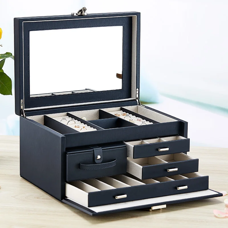 Jewelry Box Light Luxury High-end Delicate Bracelet Necklace Earrings Three Gold Jewelry Watch Ring Jewelry Storage Box
