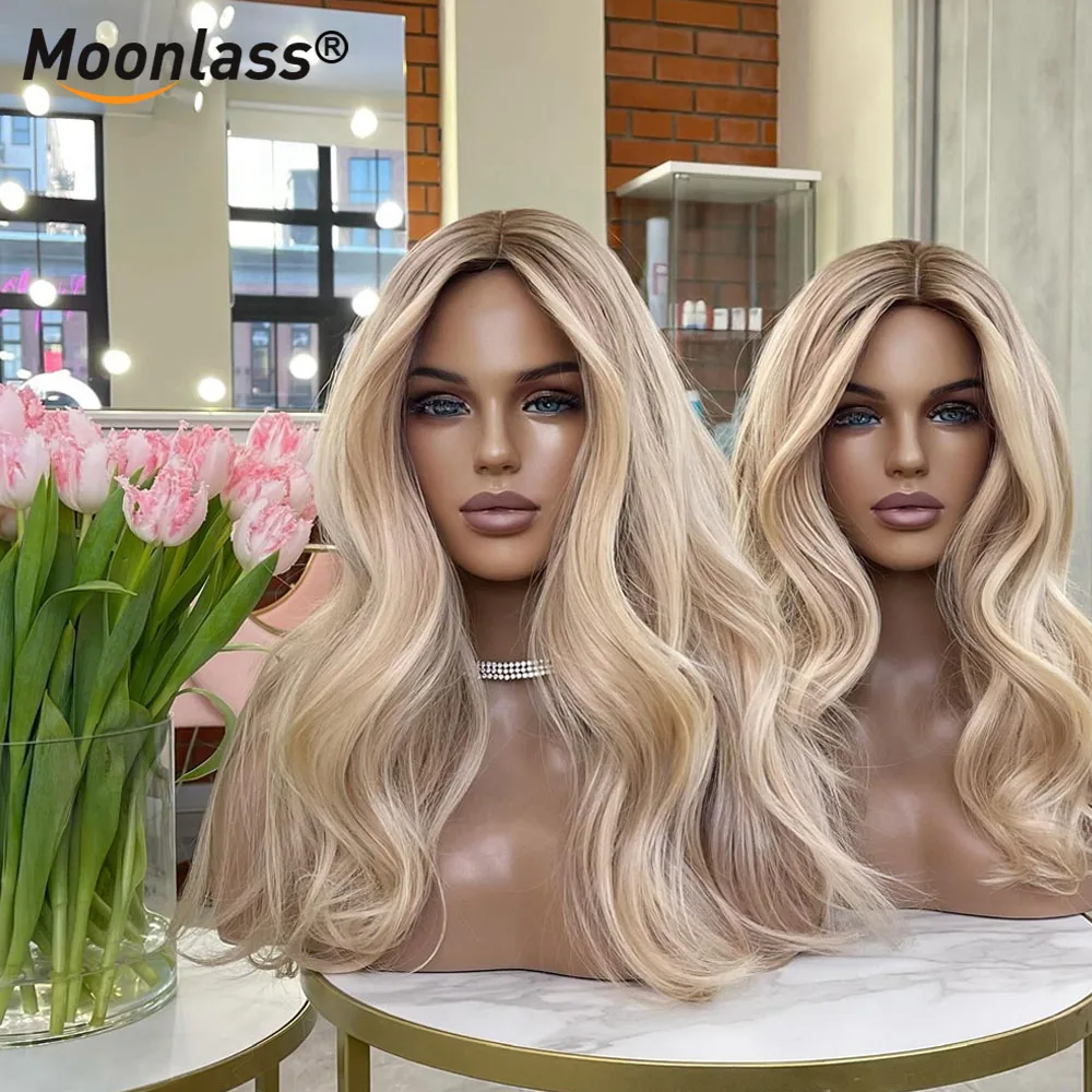 Cream Blonde Body Wave 100% Human Hair Ombre Honey Blonde 13x6 Transparent Lace Front Wigs 200% Density Preplucked Remy Hair Wig