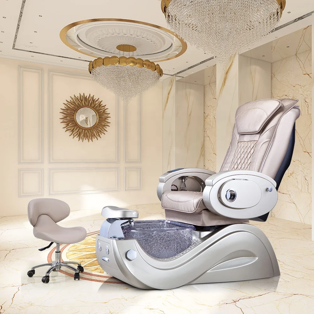 

Modern Luxury Beauty Nail Salon Electric Reclining Discharge Pump Pipeless Whirlpool Manicure Foot Spa Massage Pedicure Chair