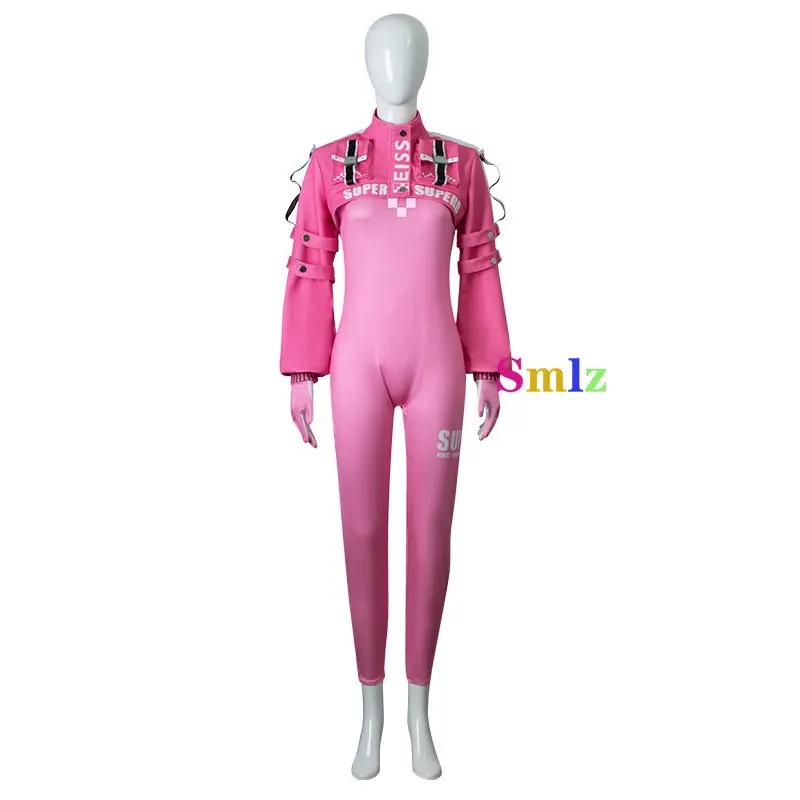 Nikke Alice Cosplay Anime Costume Latex Jacket Women Sexy Pink Jumpsuit Coat Party Set Wig