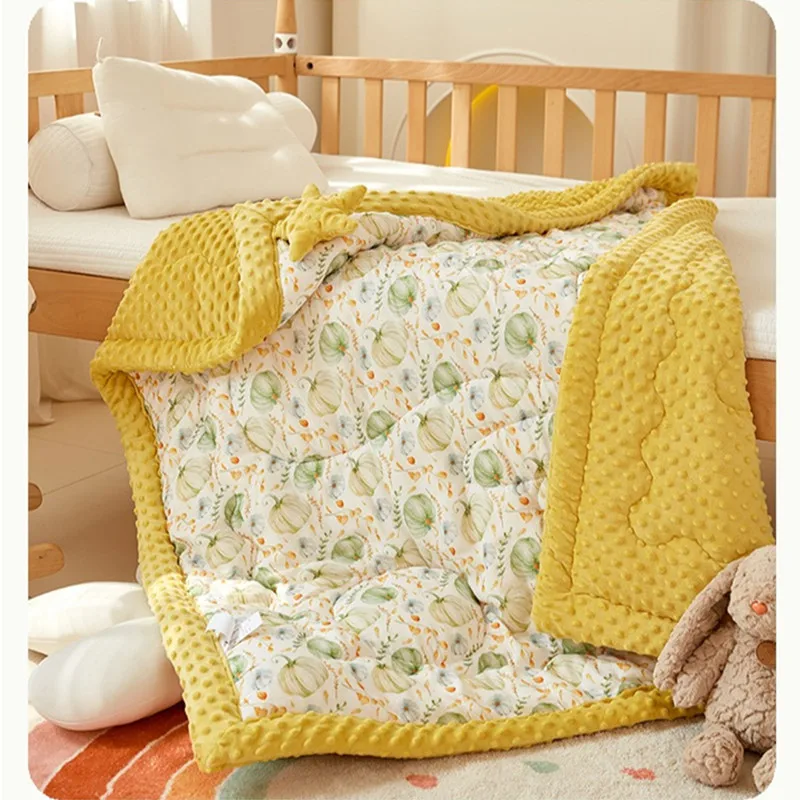 Winter Baby Quilt Blankets Cover Minky Dot Baby Quilt Cotton Comforter for Newborns Thick Baby Blanket Crib Blankt