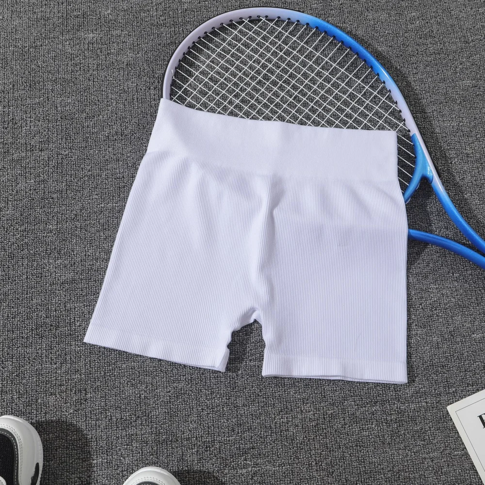 Women's Seamless Yoga Sports Shorts, Suitable For Gym Workout, Cycling, Running, White Tight Pants, Summer