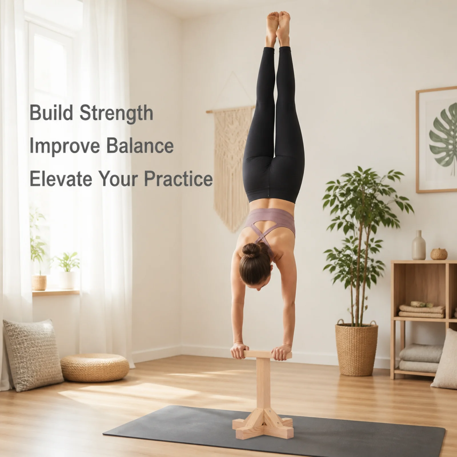 2pcs/1pcHandstand Stands Solid Wood Inversion Stands Freestanding Wooden Parallettes for Gymnasts, Yogis, Home Gym