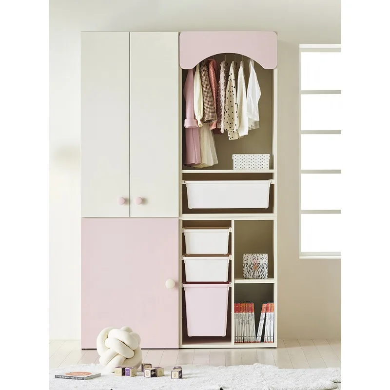 

Solid wood wardrobe, low cabinet ENF environmentally friendly double-layer stackable home bedroom girl