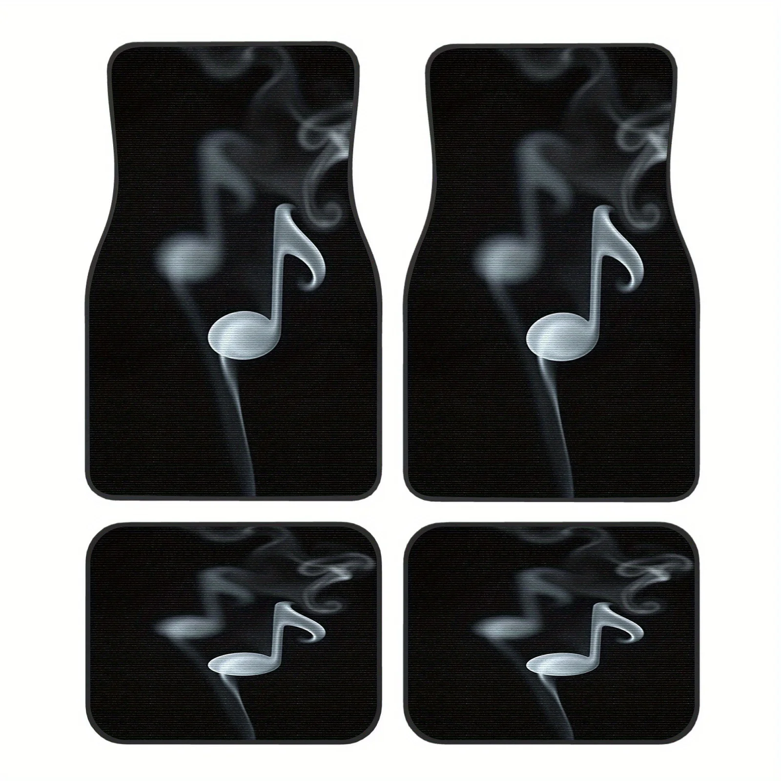 

4pcs Music Note Car Floor Mats - & Musical Staff Design, Fit For Cars/SUVs, Durable Polyester, Artistic Print, Ideal For Car Int