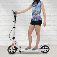 Foldable Scooter Adjustable Height Pedal Scooter Portable Commuter Scooter PU Wheels with Double Brake Shock Absorber