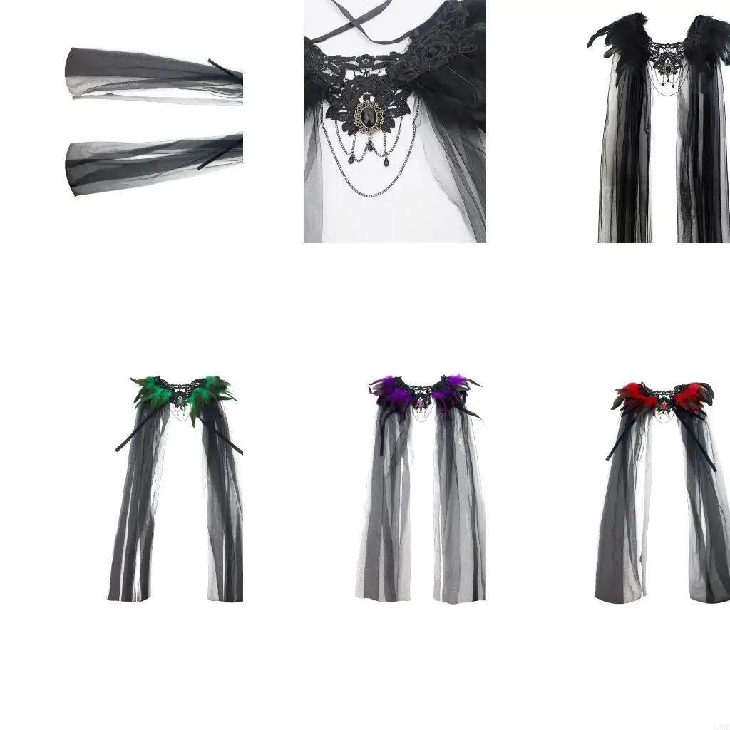 Y3NE Gothic Shrug Cape Shawl Shoulder Wrap Collar Halloween Cosplay Costumes