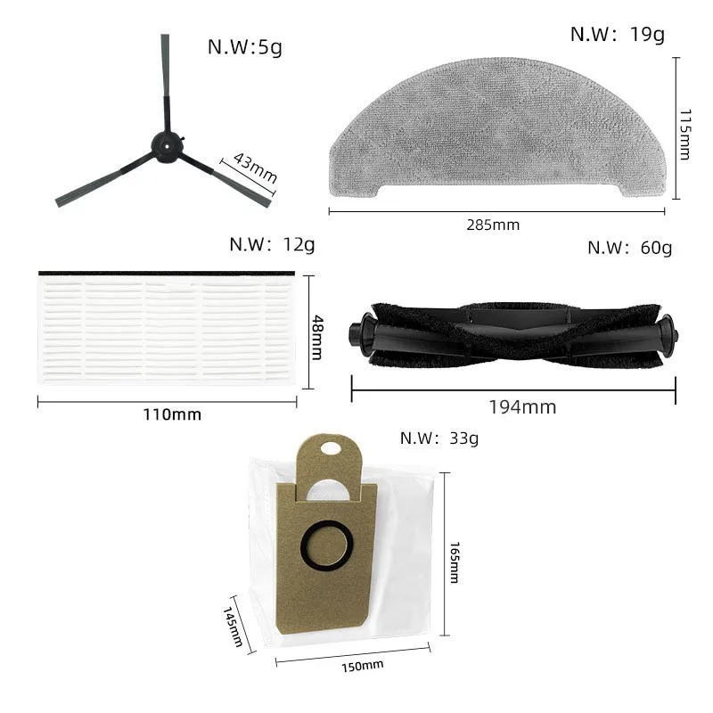 Швабра для фильтра основной боковой щетки, совместима с Imou L11 Pro, honмелage Q6 Pro, Laresar L6 Pro, Airrobo T10 +, Arnagar S8 Pro