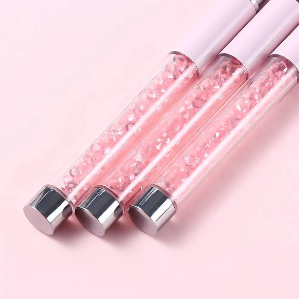 Manico con strass per intaglio Pennello per gel UV ultrasottile Penna per rivestimento per unghie in acrilico Strumento per manicure Penna per disegno per nail art Pennello per nail art