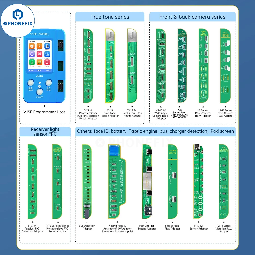 JCID V1SE V1S Pro Dot Matrix Photosensitive Original Color Fingerprint Battery Repair Board for iPhone X-15PM JC V1S Repair Tool