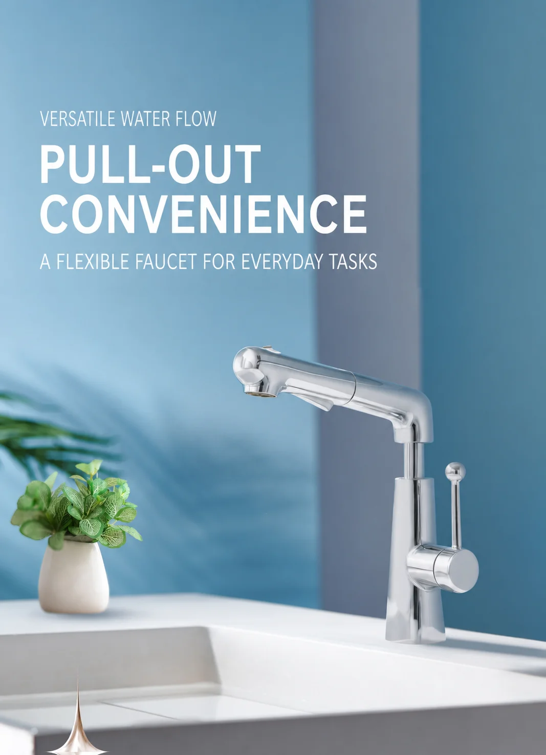Height Adjustable Pull Out Bathroom Basin Faucet, Upward Fountain, Hot Cold Single Handle Sink Mixer Tap with Sprayer