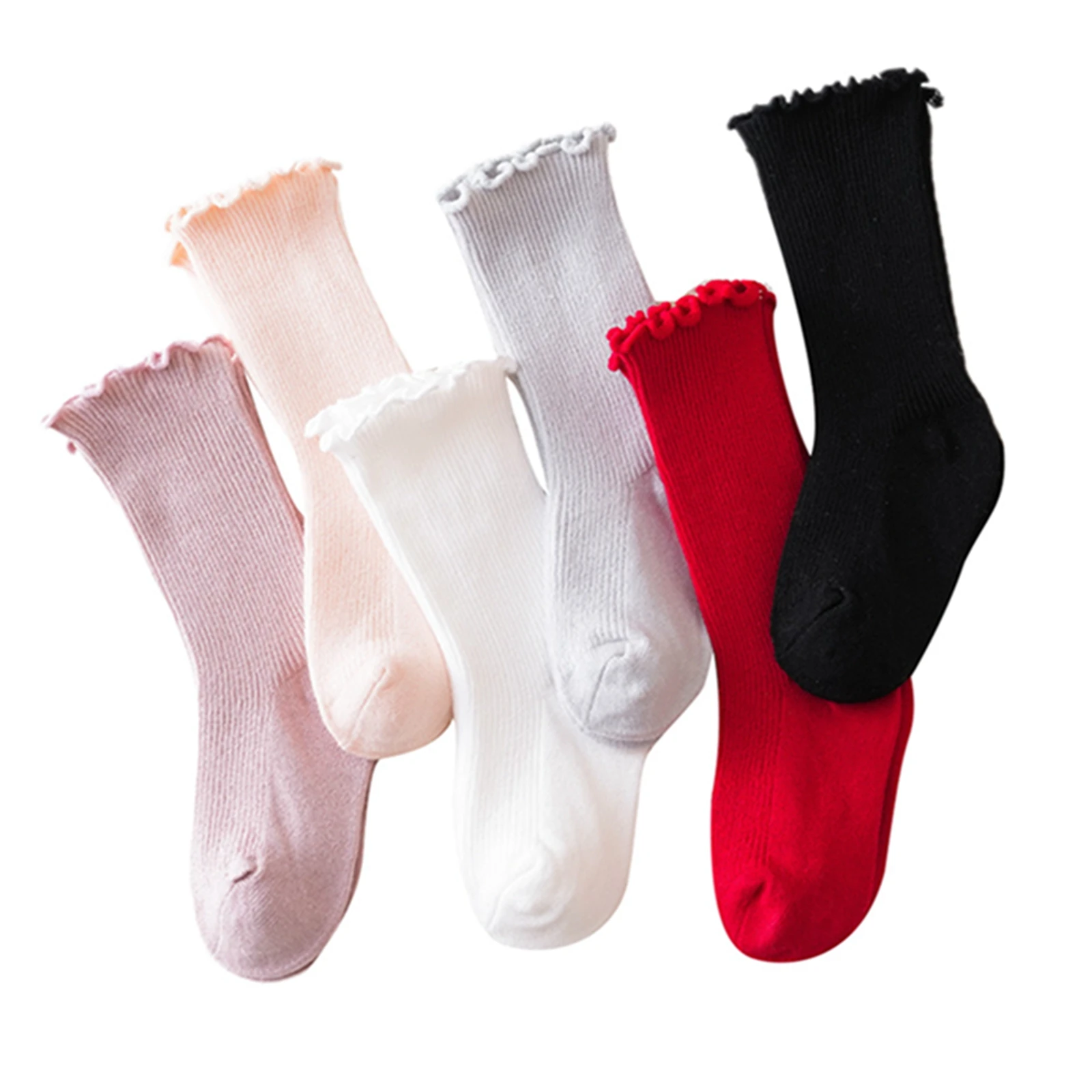 

Baby Girl Knee High Socks Soft Frilly Long Socks Solid Color Stockings for Infants Toddlers