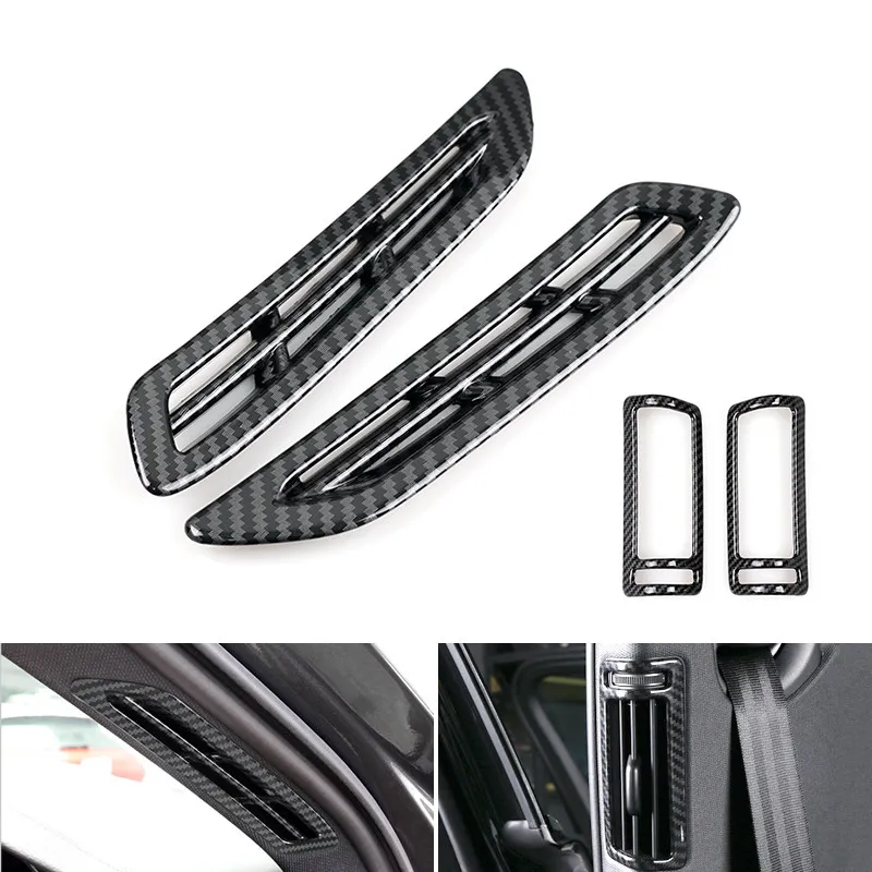 

For Audi A6 C8 A7 2019 2020 2021 ABS Carbon Texture Car Accessories A / B Pillar Air Condition Air Outlet Vent Frame Cover Trim