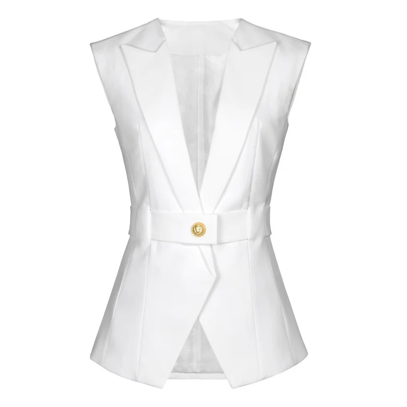 

2025 Summer New European and American Style Sleeveless Belt Slim Fit Elegant Women's Versatile Vest Top