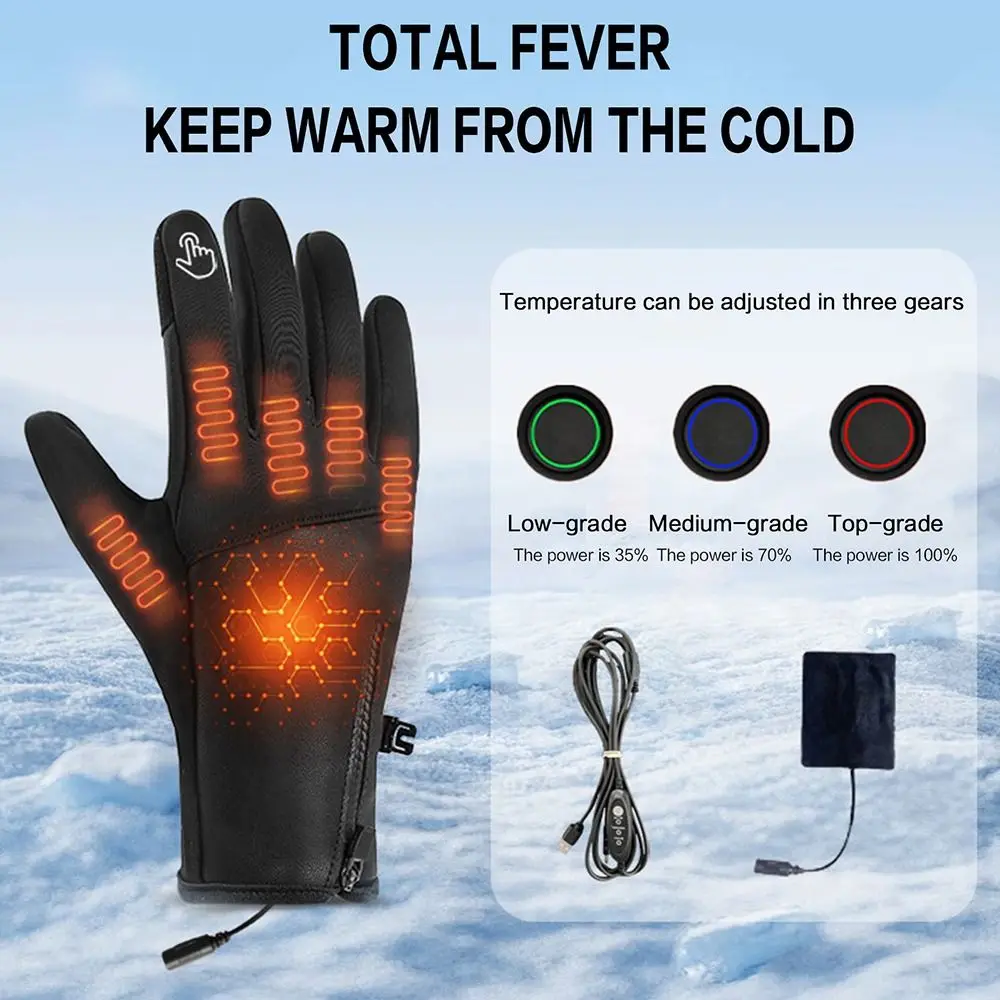 

Durable Winter USB Heated Gloves Adjustable Non-Slip Rechargeable Gloves Reusable Waterproof Hand Warming Gloves