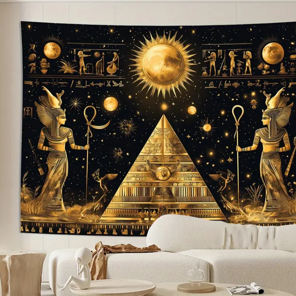 Vintage Egyptian Pyramids Wall Tapestry Polyester Decorative Wall Hanging For Living Room Bedroom Office Party Home Room Decor