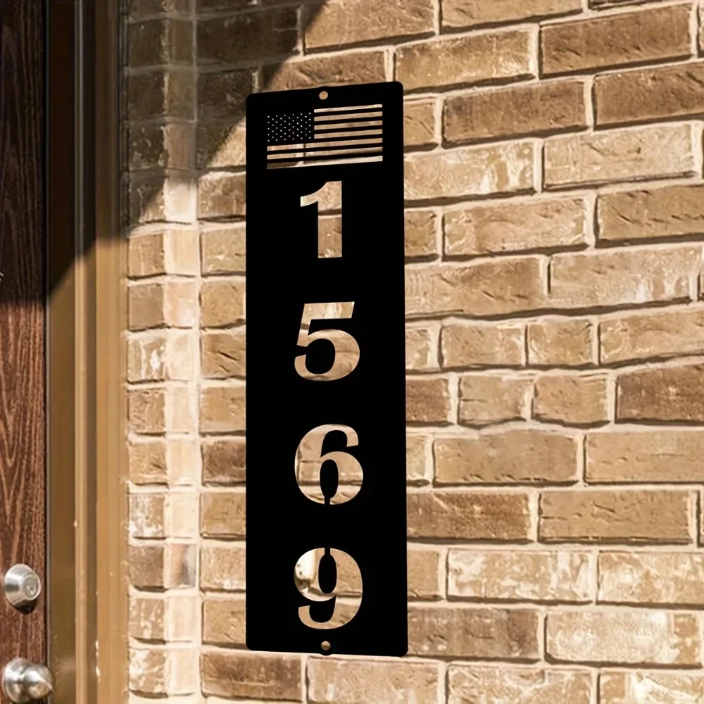 Exceptional Custom Patriotic American Flag House Number Metal Sign Durable Easy Install Ideal for Home Wall Decor and Porch