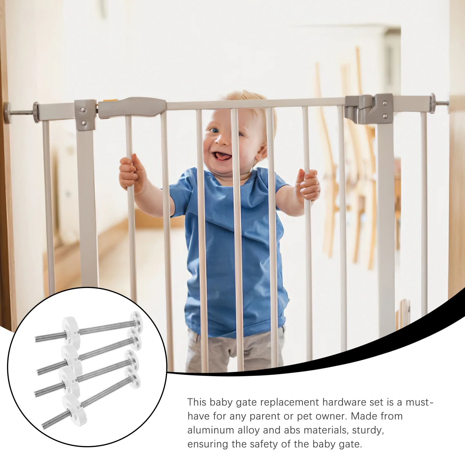 ชิ้นส่วนอะไหล่ฮาร์ดแวร์ Baby Gate 4 ชิ้นสําหรับแกนหมุนเกลียว Railing Mount Gates