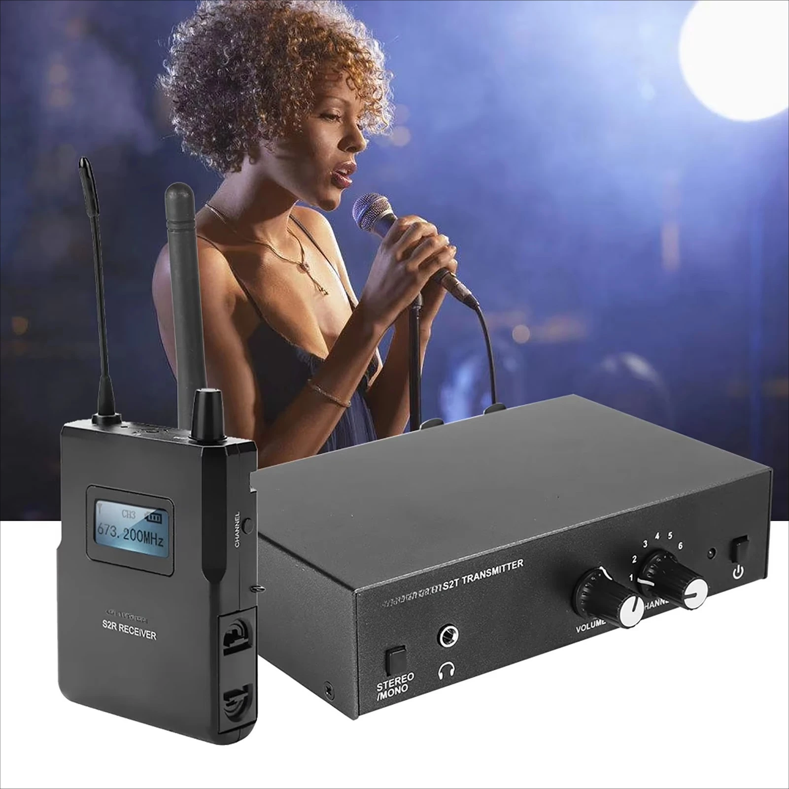 For A.NLE O N S2 UHF Stereo Wireless In-Ea.r M onit or System 670-680MHZ Ea.r Mo ni toring Professiona.l Digita.l Sound Sta.ge