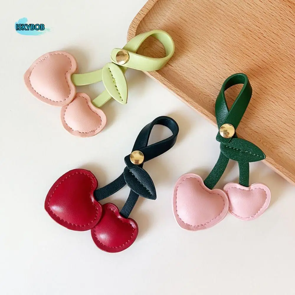 Peach Heart Cherry Key Chain Bag Pendant Decoration Keychain for Women DIY Craft Accessories Car Keyring