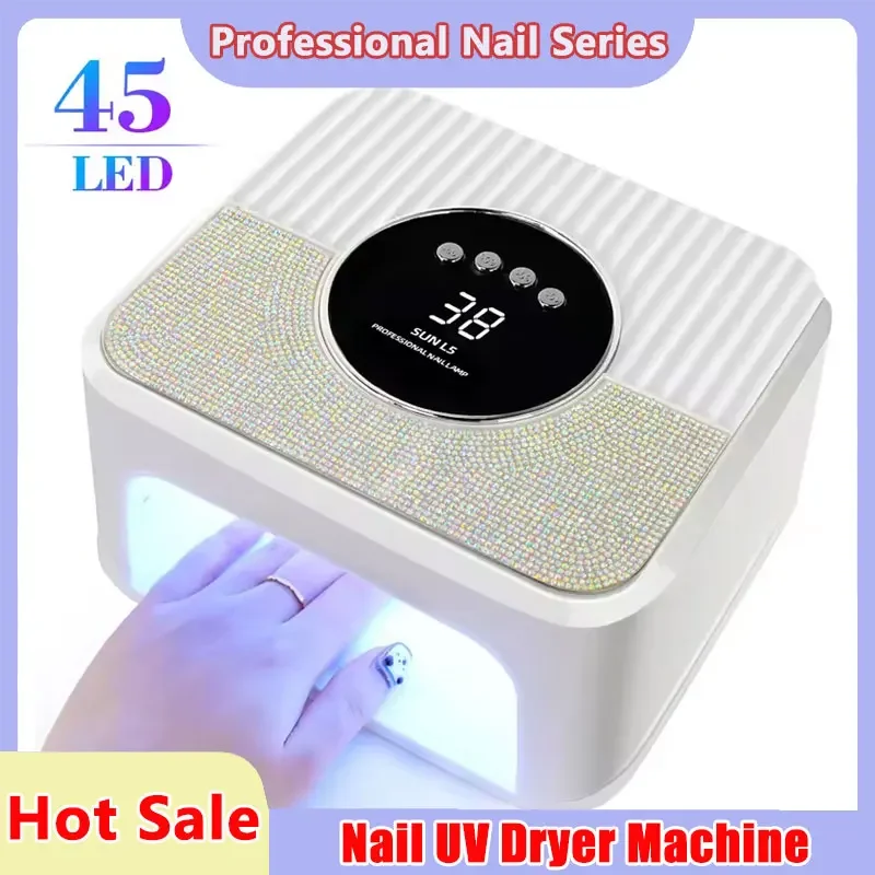 

45LED UV Nail Lamp High Power Nail Dryer with LCD Smart Screen Gel Curing Drying Lamp Removable Base Pedicure Tool for Home