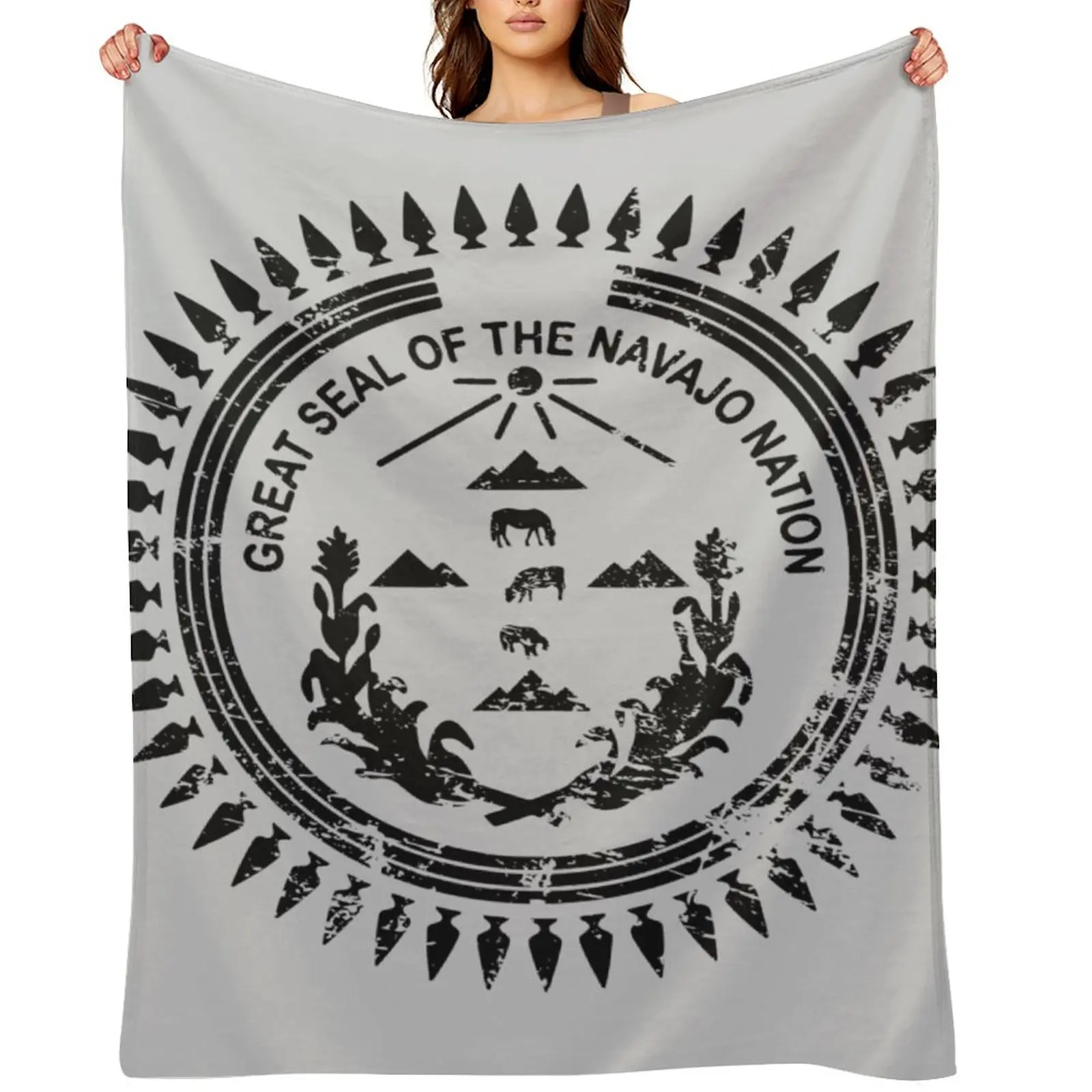 

Navajo Nation Seal Throw Blanket Thins Furrys Soft Plush Plaid Comforter Blankets