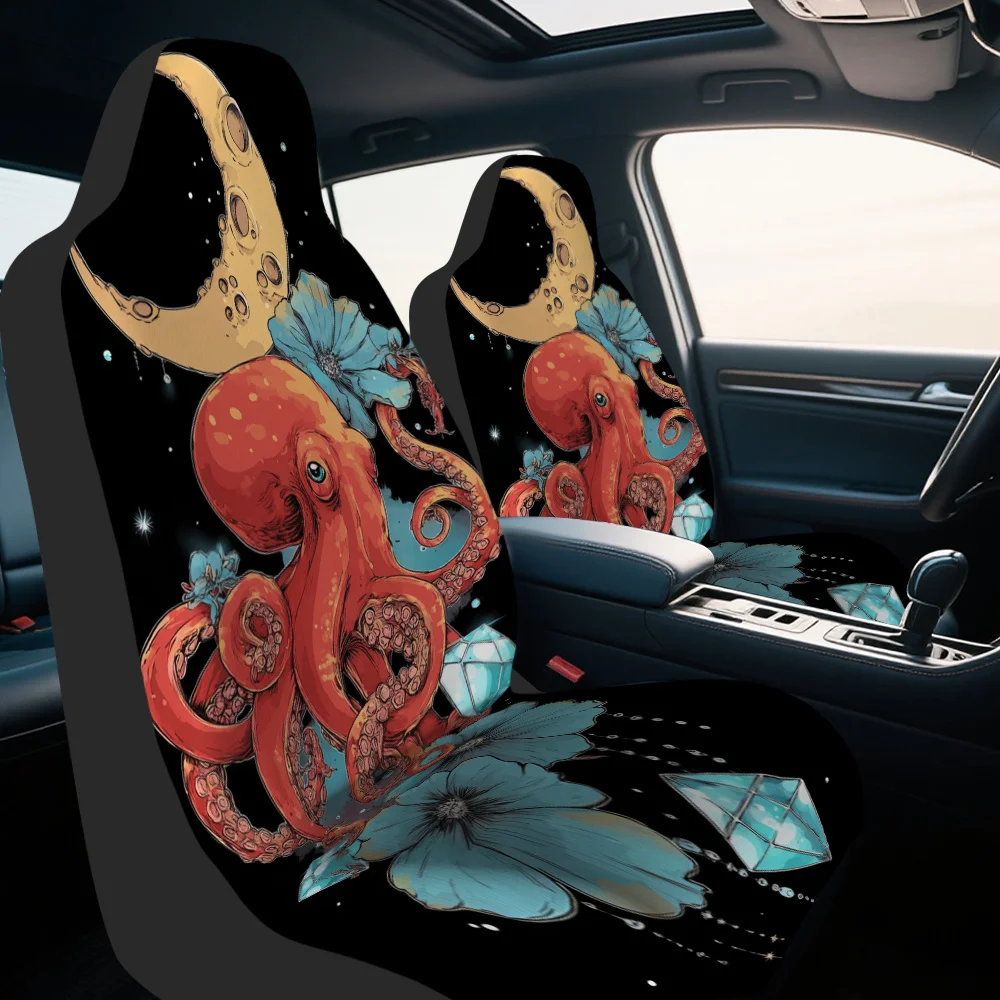2pcs, Car Seat Covers Octopus Moon Diamonds Flowers Style, Comfortable And All Season Use, Compatible With Sedan And SUV Front S