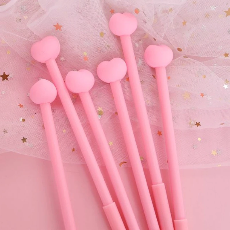 10Pcs/Lot Kawaii LOVE Heart Gel Pen 0.5mm Black Ink Student Writing Pens Stationery Cute Kids School Office Supplies Stationary