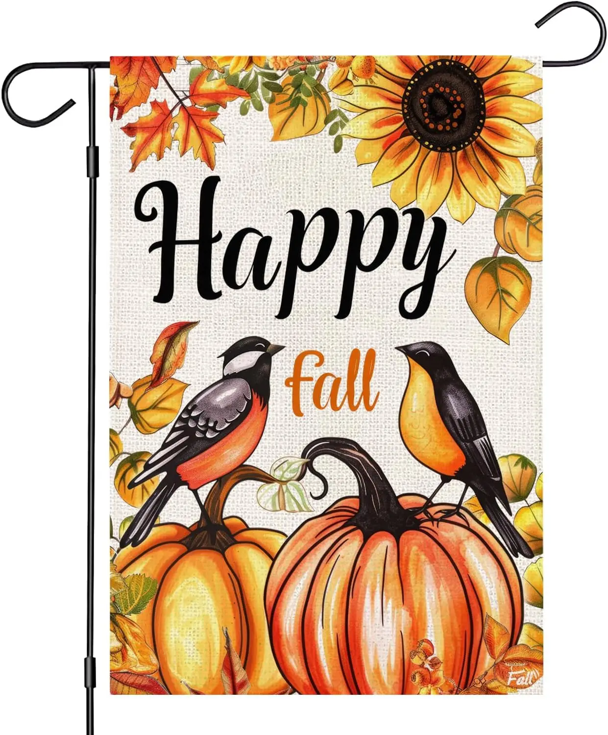 Happy Fall Graden Flag 12x18 inch Double Sided Autumn Leaves Sunflower Pumpkins Thanksgiving Holiday Outside Decorations Small B