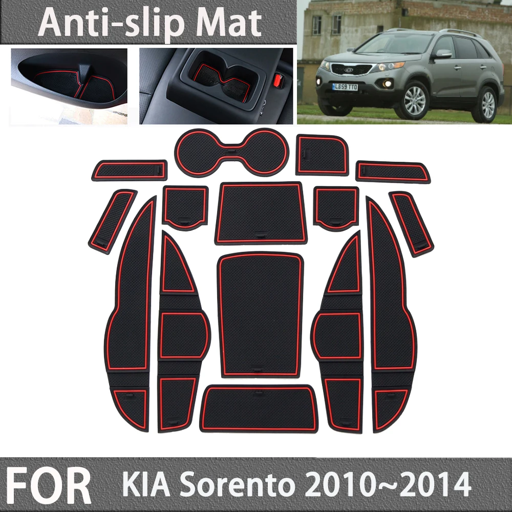 

Non-slip Rubber Coaster Mat Door Groove for KIA Sorento XM 2010 2011 2012 2013 2014 Gate Slot Cup Pad Car Stickers Accessories