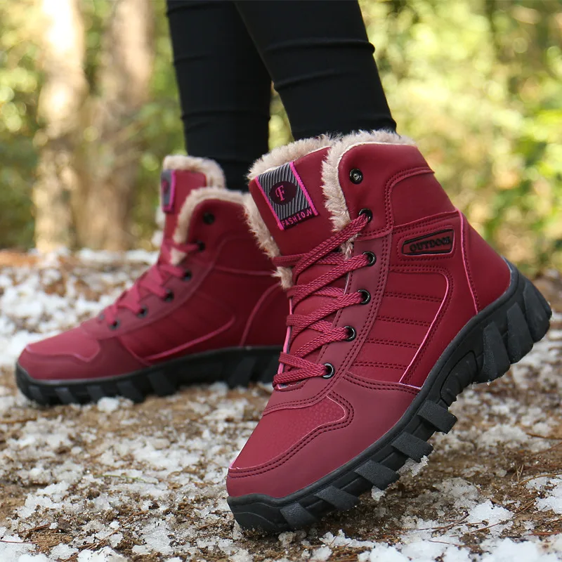 Winter Heren Wandelschoenen Hoge Top Plus Fluwelen Heren Trekking Schoenen Antislip Lederen Snowboots Unisex Zapatillas Trekking hombre