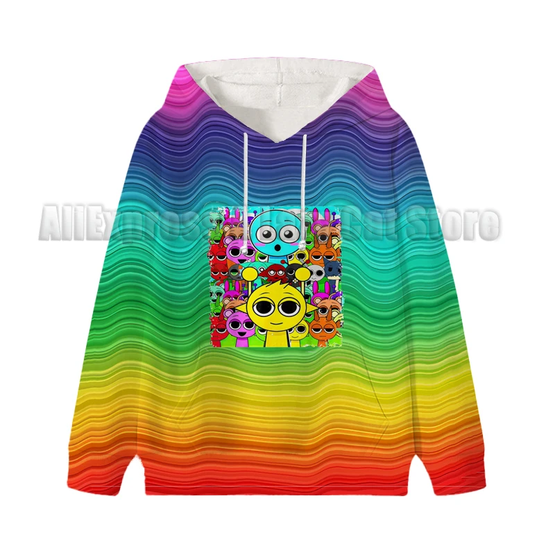 Толстовка с капюшоном Sprunki Incredibox, детская одежда с героями мультфильмов, игровая одежда для девочек и мальчиков, толстовка с капюшоном в стиле манга, детский повседневный топ