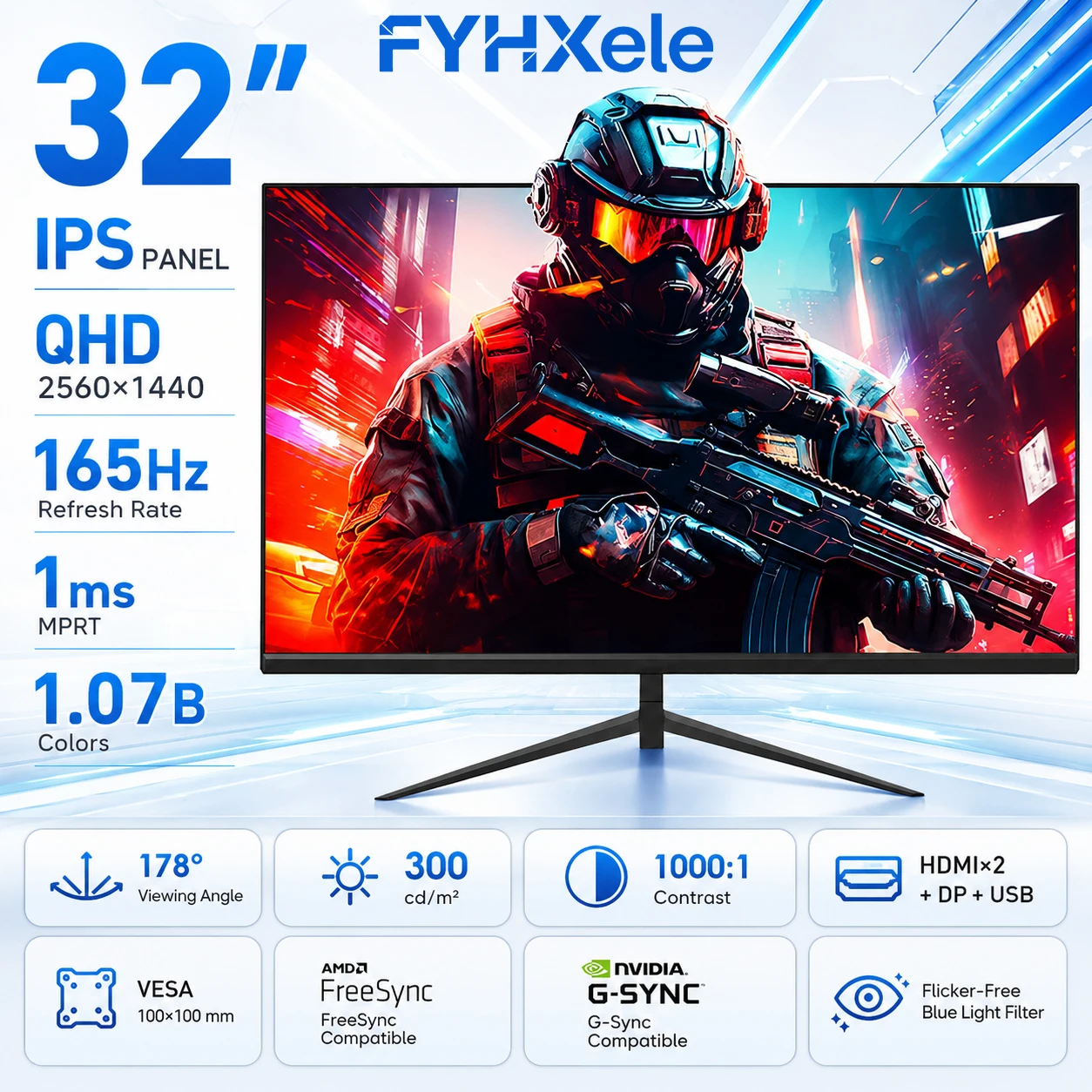Monitor Gaming FYHXele 32″ 2K 180Hz