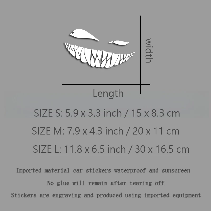 Funny bared teeth and evil look at you with a smile creative&funny stickers for cartoon fans&lover,high quality for car trucks m