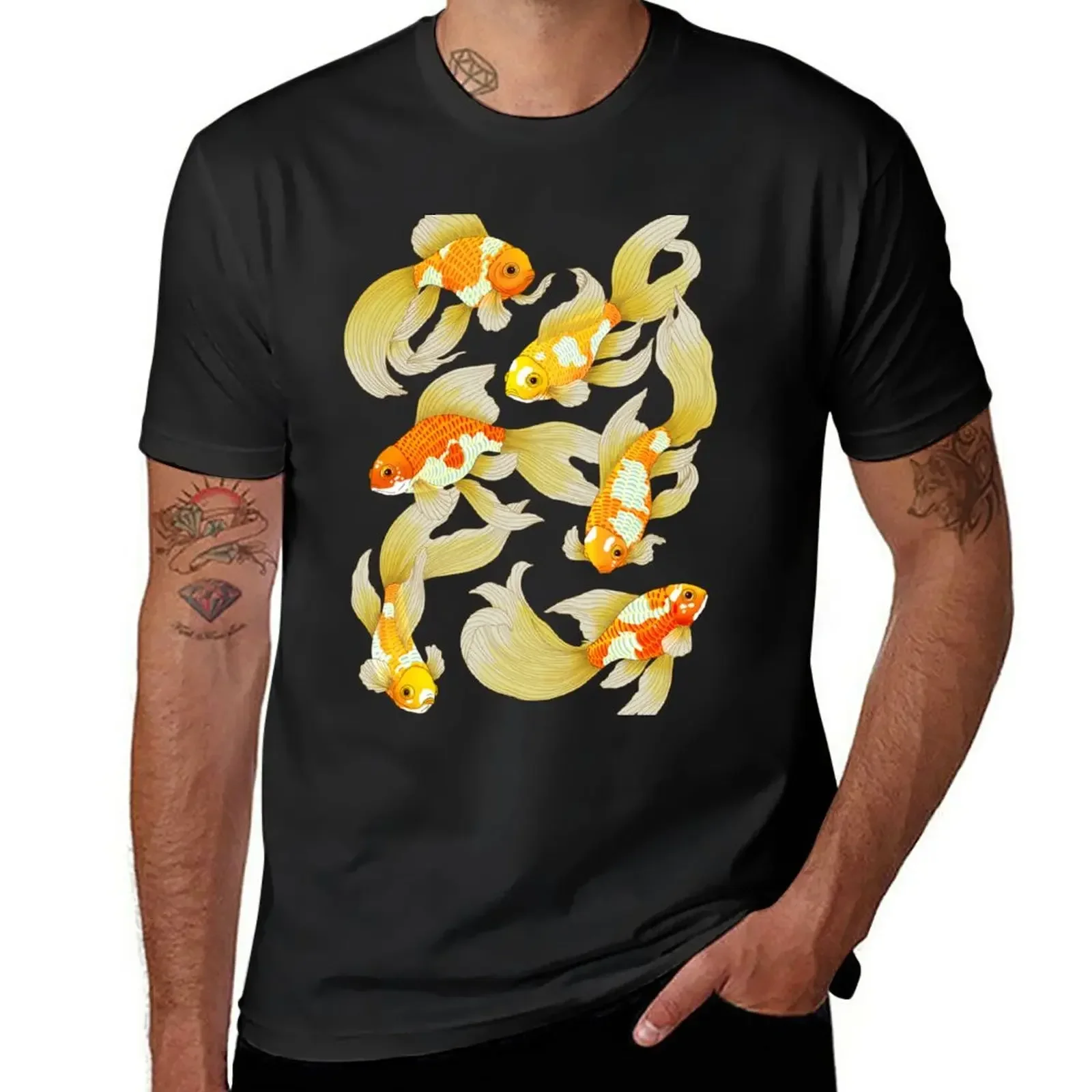 Goldfish Happiness T-Shirt summer top sublime aesthetic clothes mens workout shirts