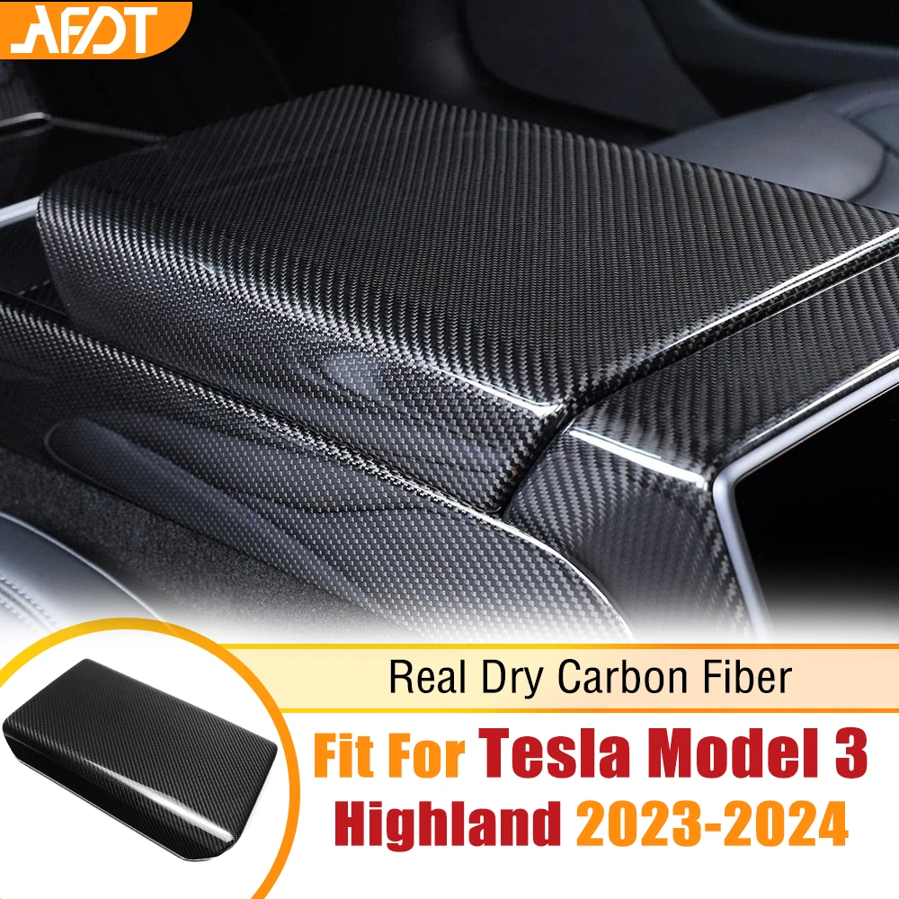 

AFDT For Tesla Model 3 Highland 2024 Carbon Fiber Car Interior Center Console Armrest Box Protection Cover Trim