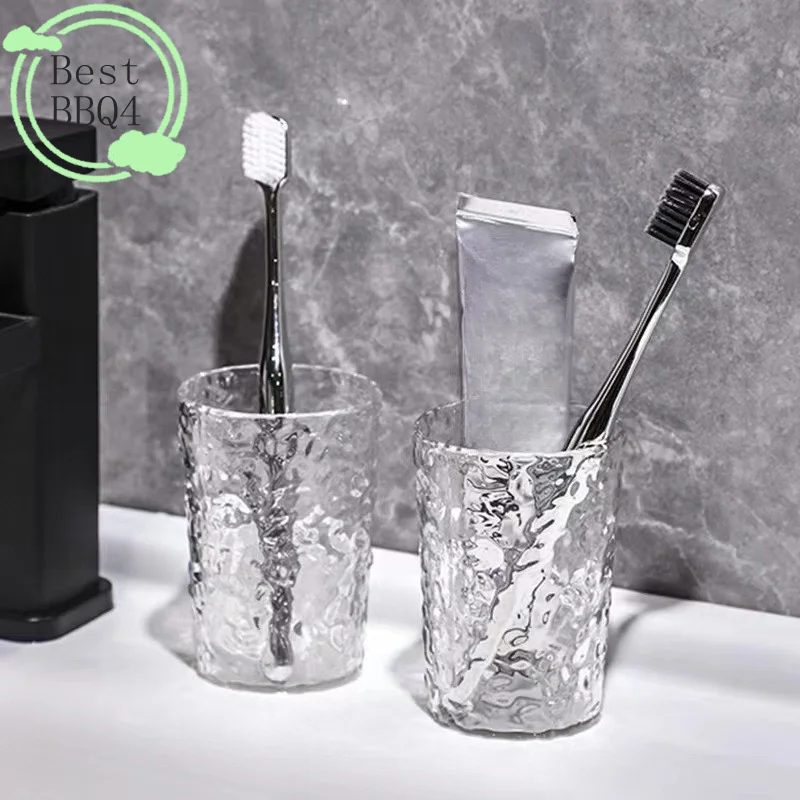Plastic Bathroom Tumbler With Handle Transparent Mug For Toothbrush_voghion.com