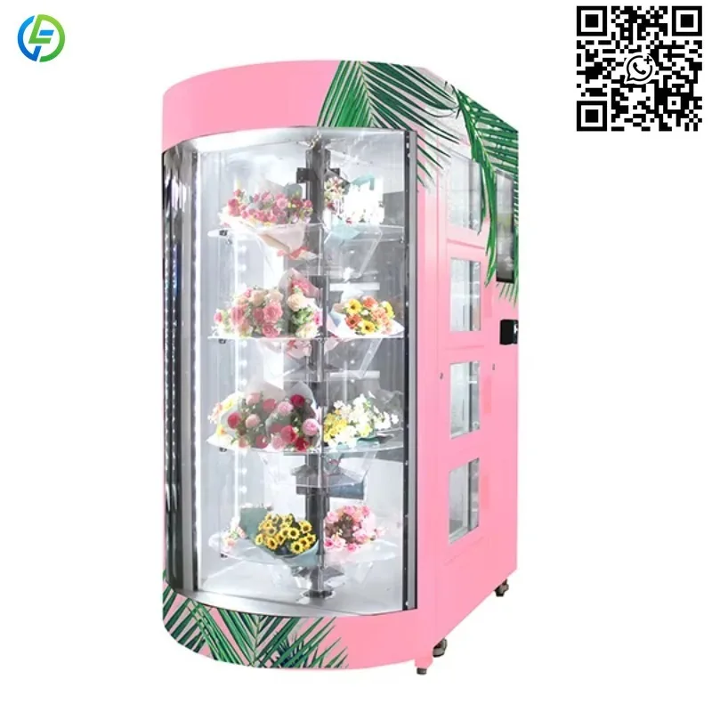 Customized  Hospital Shopping Mall Refrigerated Fresh Flower Vending Machine With Transparent Shelf Humidification System