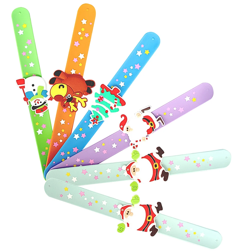 

6 Pcs Christmas Bracelet Lovely Wristbands Slap Bracelets Festival Silicone for Events Papa Circle Party