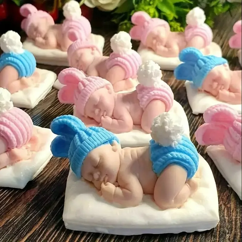 Sleeping Baby Candle Silicone Mold 3D Cute Little Boy Handicraft Gypsum Resin Soap Chocolate Baking Mold Children's Day Gift