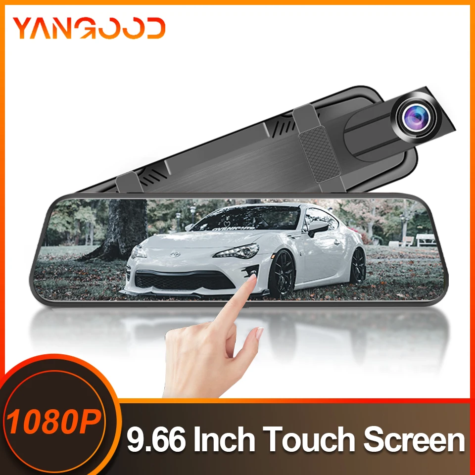 

Yangood Dashcam Автомобильный видеорегистратор 1080P Ночное видение 10-дюймовый сенсорный экран Поток Дополнительное зеркало заднего вида Запись Вождение Situation