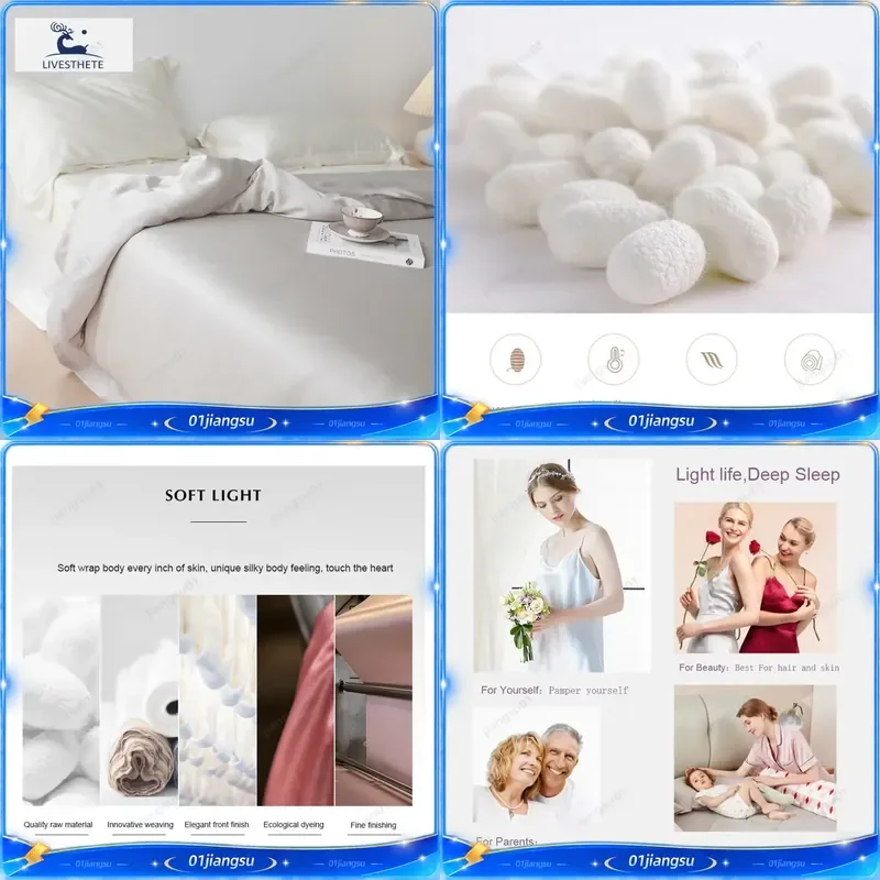 100% Mulberry Silk Duvet Cover Set with Pillowcases 30MM Luxury Bedding Solid Color Healthy Skin Soft Breathable Twin Queen