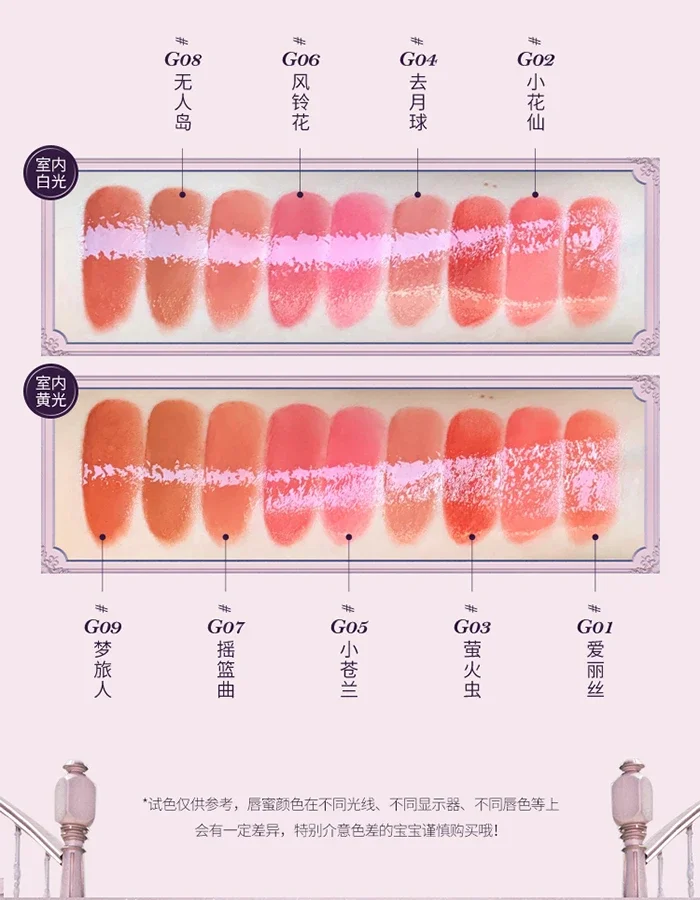 Flower Knows Midsummer Night Series Mirror Lip Gloss Film-forming Moisturizing Long Lasting Non-sticky Lips Makeup